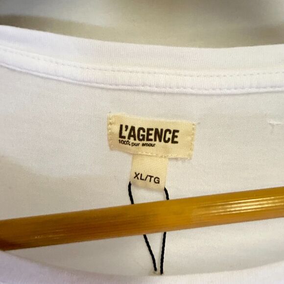 L'AGENCE NWT Remy White Modal Crewneck Short Sleeve T-Shirt Size XL - Picture 5 of 12
